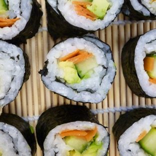 Japanese cuisine made at professional cook school during cookery course