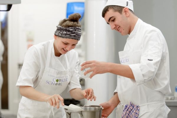 Trainee chefs learning how to cook at Edinburgh New Town Cookery School