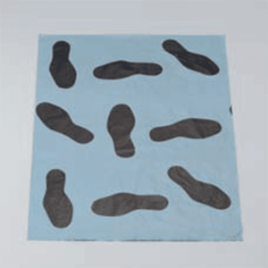 Disposable grey polythene vehicle floor mat used in automotive workshops to protect car carpets from dirt and oil